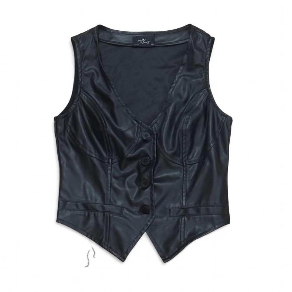 Black Faux Leather Vest